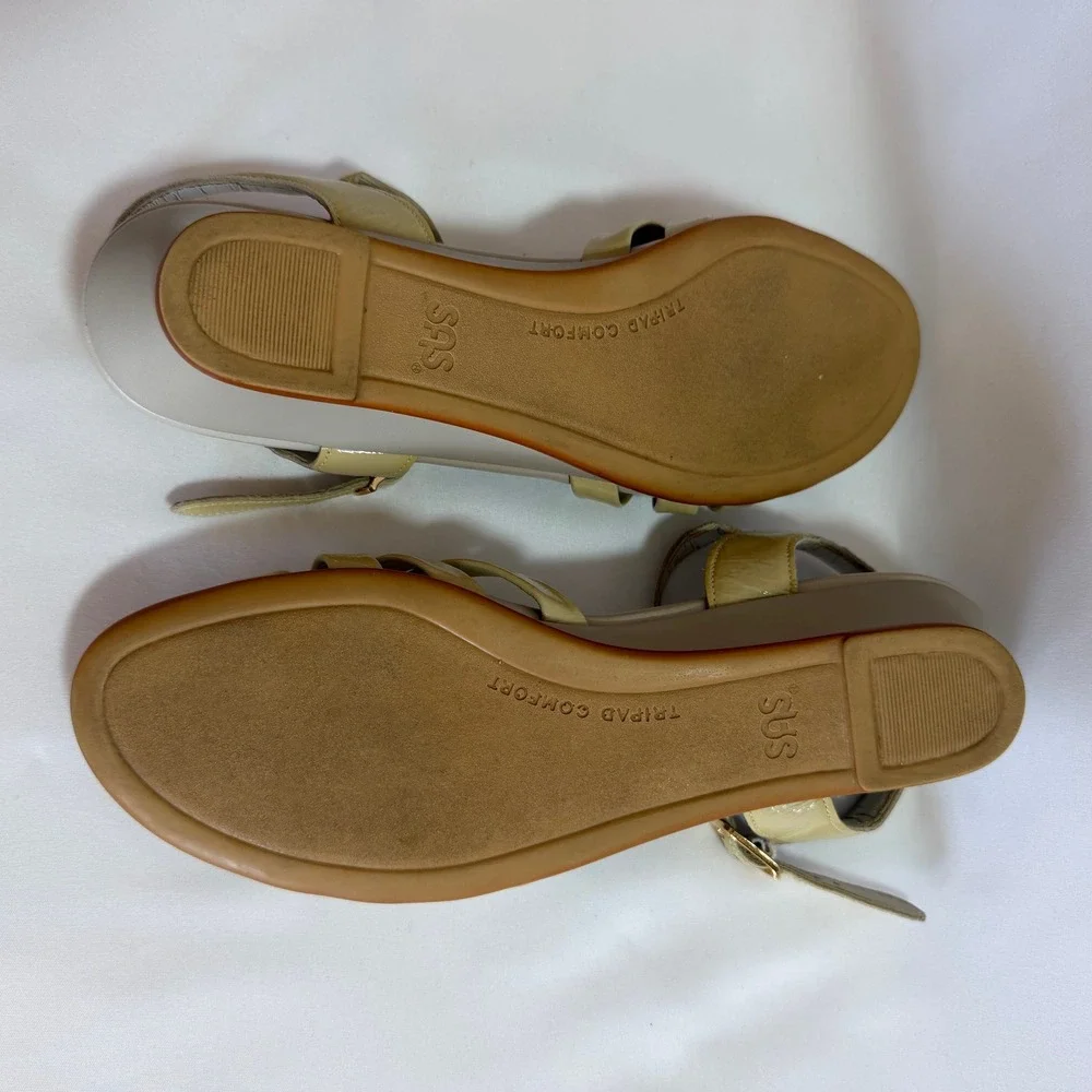 SAS Duo Beige Leather Strappy Tripad Comfort Slingback Sandals Size 7.5 S Slim